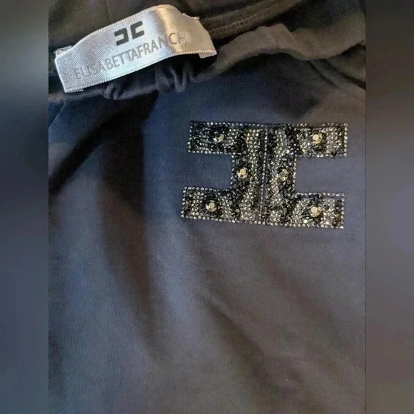 Elisabetta Franchi Logo Track Pants Navy/Burgundy SZ 6-8 Exc condition - Picture 7 of 7